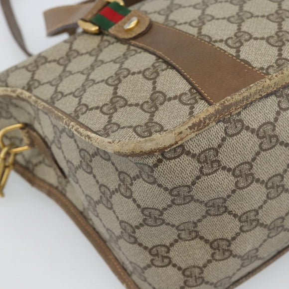 GUCCI GG Supreme Web Sherry Line Tas PVC 2-weg Beige Goud 41 02 039 Authentiek BA13358