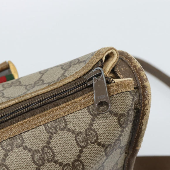 GUCCI GG Supreme Web Sherry Line Tas PVC 2-weg Beige Goud 41 02 039 Authentiek BA13358