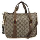 GUCCI GG Supreme Web Sherry Line Tas PVC 2-weg Beige Goud 41 02 039 Authentiek BA13358-1