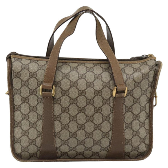 GUCCI GG Supreme Web Sherry Line Tas PVC 2-weg Beige Goud 41 02 039 Authentiek BA13358
