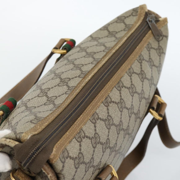 GUCCI GG Supreme Web Sherry Line Tas PVC 2-weg Beige Goud 41 02 039 Authentiek BA13358