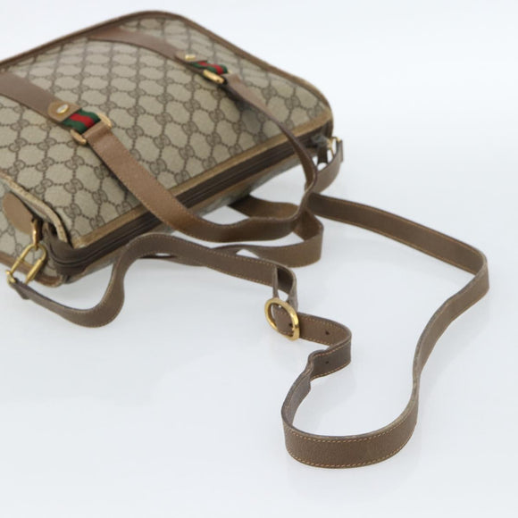 GUCCI GG Supreme Web Sherry Line Tas PVC 2-weg Beige Goud 41 02 039 Authentiek BA13358