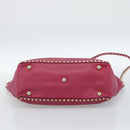 VALENTINO Studs Tote Bag Leather 2way Pink Gold Auth BA13360-5