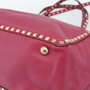 VALENTINO Studs Tote Bag Leather 2way Pink Gold Auth BA13360-10