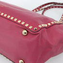 VALENTINO Studs Tote Bag Leather 2way Pink Gold Auth BA13360-16