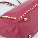 VALENTINO Studs Tote Bag Leather 2way Pink Gold Auth BA13360-17