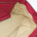 VALENTINO Studs Tote Bag Leather 2way Pink Gold Auth BA13360-20