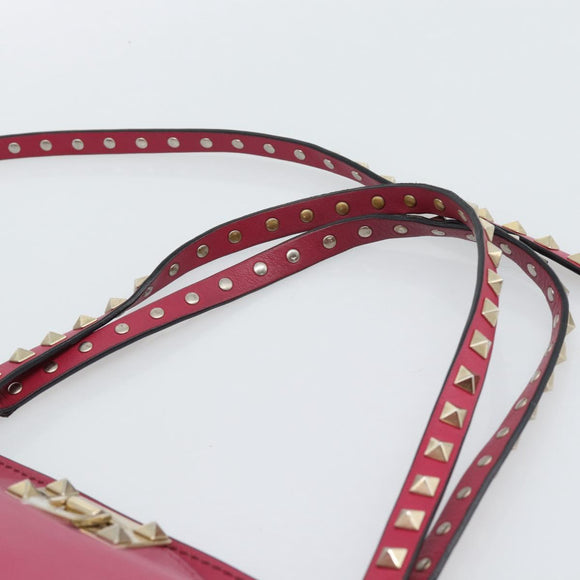 VALENTINO Studs Tote Bag Leather 2way Pink Gold Auth BA13360