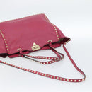 VALENTINO Studs Tote Bag Leather 2way Pink Gold Auth BA13360-9