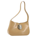 Salvatore Ferragamo Gancini Bag Patent leather Beige Silver Auth BA13361A-1