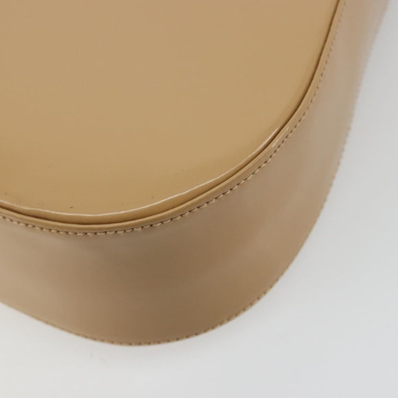 Salvatore Ferragamo Gancini Bag Patent leather Beige Silver Auth BA13361A