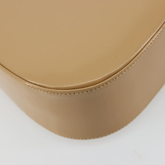 Salvatore Ferragamo Gancini Bag Patent leather Beige Silver Auth BA13361A