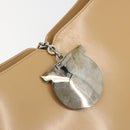 Salvatore Ferragamo Gancini Bag Patent leather Beige Silver Auth BA13361A-14