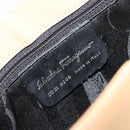 Salvatore Ferragamo Gancini Bag Patent leather Beige Silver Auth BA13361A-15