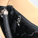 Salvatore Ferragamo Gancini Bag Patent leather Beige Silver Auth BA13361A-19