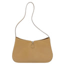 Salvatore Ferragamo Gancini Bag Patent leather Beige Silver Auth BA13361A-3