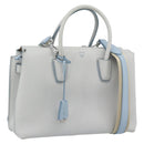 MCM Hand Bag Leather 2way Gray Silver Auth BA13363A-1
