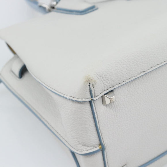 MCM Hand Bag Leather 2way Gray Silver Auth BA13363A