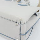 MCM Hand Bag Leather 2way Gray Silver Auth BA13363A-14