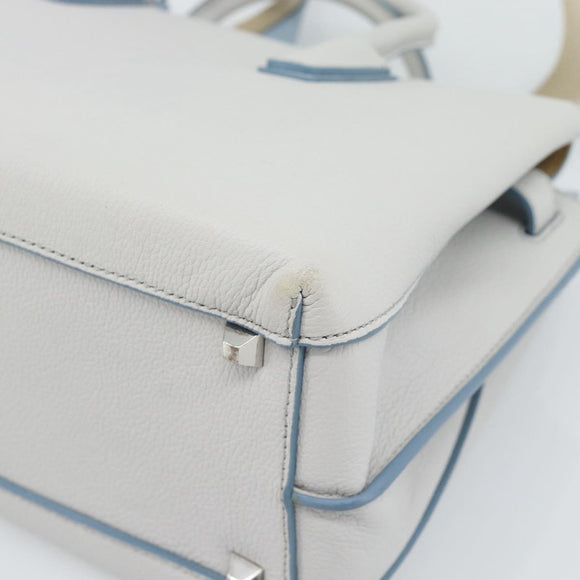 MCM Hand Bag Leather 2way Gray Silver Auth BA13363A