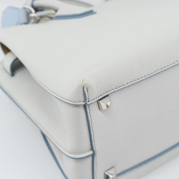 MCM Hand Bag Leather 2way Gray Silver Auth BA13363A