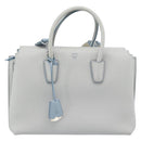 MCM Hand Bag Leather 2way Gray Silver Auth BA13363A-2