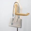 MCM Hand Bag Leather 2way Gray Silver Auth BA13363A-27