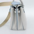 MCM Hand Bag Leather 2way Gray Silver Auth BA13363A-5