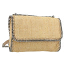 Stella MacCartney Chain Falabella Bag Raffia Beige Silver 512064 Auth BA13364A-1