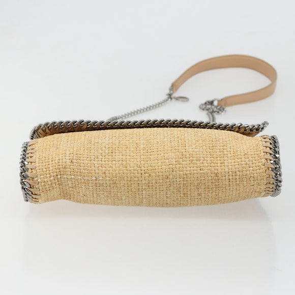 Stella MacCartney Chain Falabella Bag Raffia Beige Silver 512064 Auth BA13364A