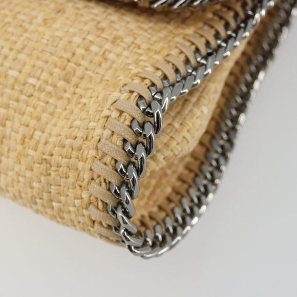 Stella MacCartney Chain Falabella Tas Raffia Beige Zilver 512064 Auth BA13364A