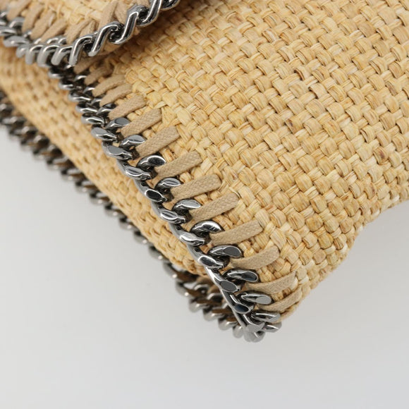 Stella MacCartney Chain Falabella Bag Raffia Beige Silver 512064 Auth BA13364A