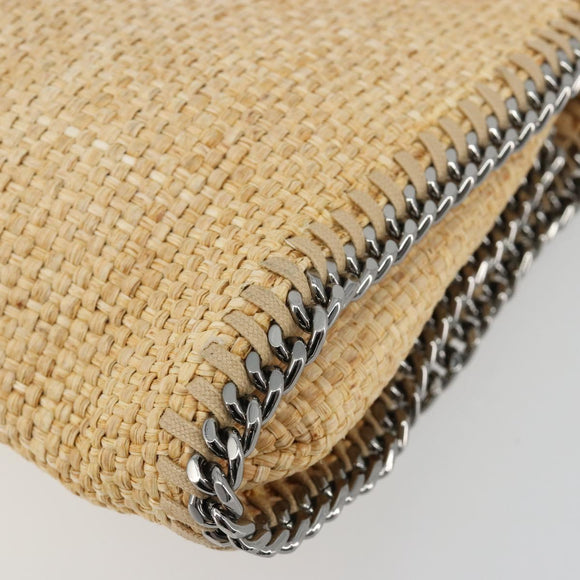 Stella MacCartney Chain Falabella Bag Raffia Beige Silver 512064 Auth BA13364A