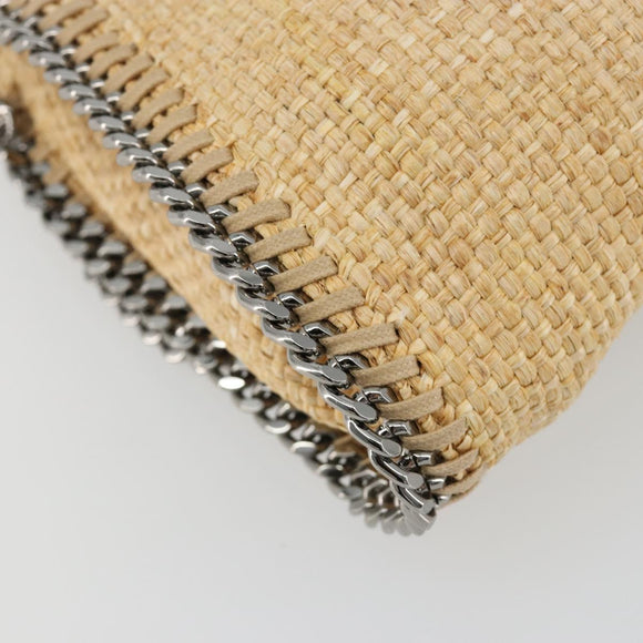 Stella MacCartney Chain Falabella Bag Raffia Beige Silver 512064 Auth BA13364A