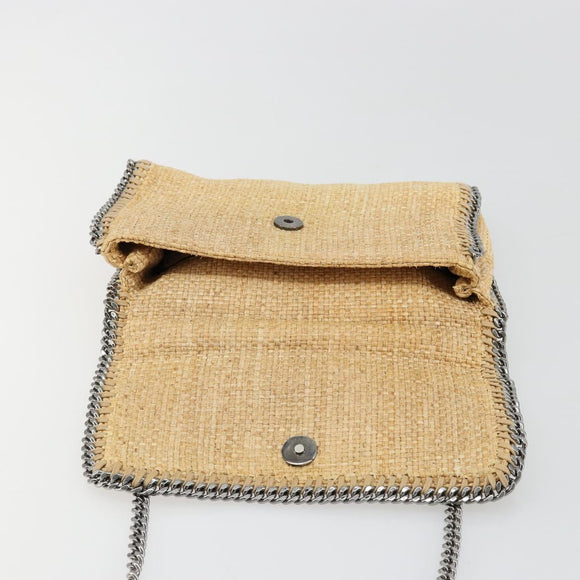 Stella MacCartney Chain Falabella Tas Raffia Beige Zilver 512064 Auth BA13364A