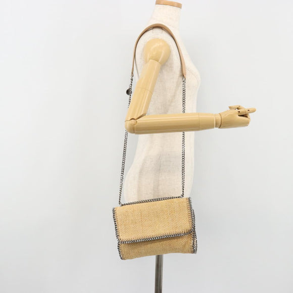 Stella MacCartney Chain Falabella Tas Raffia Beige Zilver 512064 Auth BA13364A