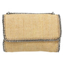 Stella MacCartney Chain Falabella Tas Raffia Beige Zilver 512064 Auth BA13364A-13