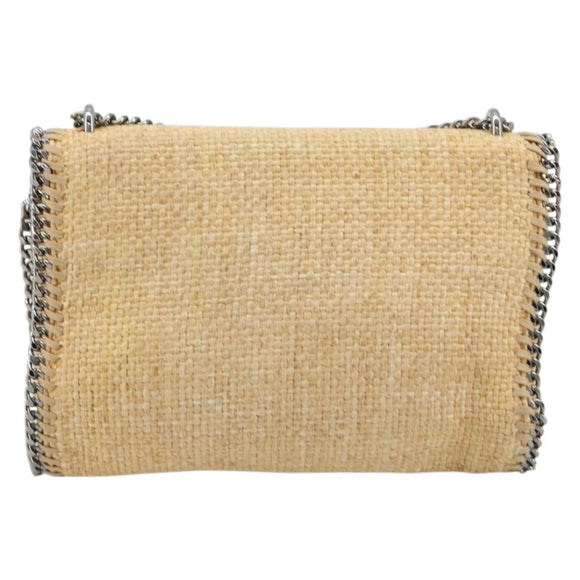 Stella MacCartney Chain Falabella Tas Raffia Beige Zilver 512064 Auth BA13364A