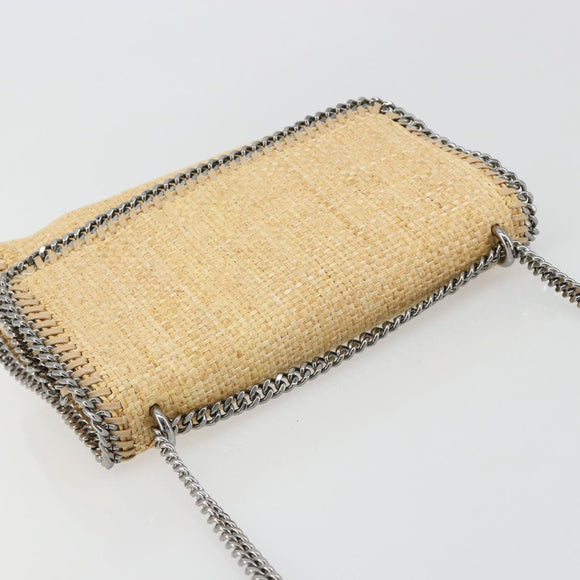 Stella MacCartney Chain Falabella Tas Raffia Beige Zilver 512064 Auth BA13364A