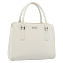 BURBERRY Hand Bag Leather White Silver Auth BA13365-1