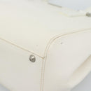 BURBERRY Hand Bag Leather White Silver Auth BA13365-10