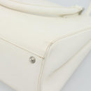 BURBERRY Hand Bag Leather White Silver Auth BA13365-12