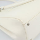 BURBERRY Hand Bag Leather White Silver Auth BA13365-13