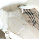 BURBERRY Hand Bag Leather White Silver Auth BA13365-17