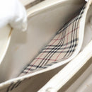 BURBERRY Hand Bag Leather White Silver Auth BA13365-19