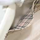 BURBERRY Hand Bag Leather White Silver Auth BA13365-23