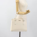 BURBERRY Hand Bag Leather White Silver Auth BA13365-24
