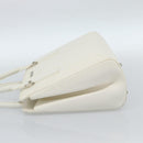 BURBERRY Hand Bag Leather White Silver Auth BA13365-4
