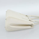 BURBERRY Hand Bag Leather White Silver Auth BA13365-5