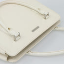 BURBERRY Hand Bag Leather White Silver Auth BA13365-6
